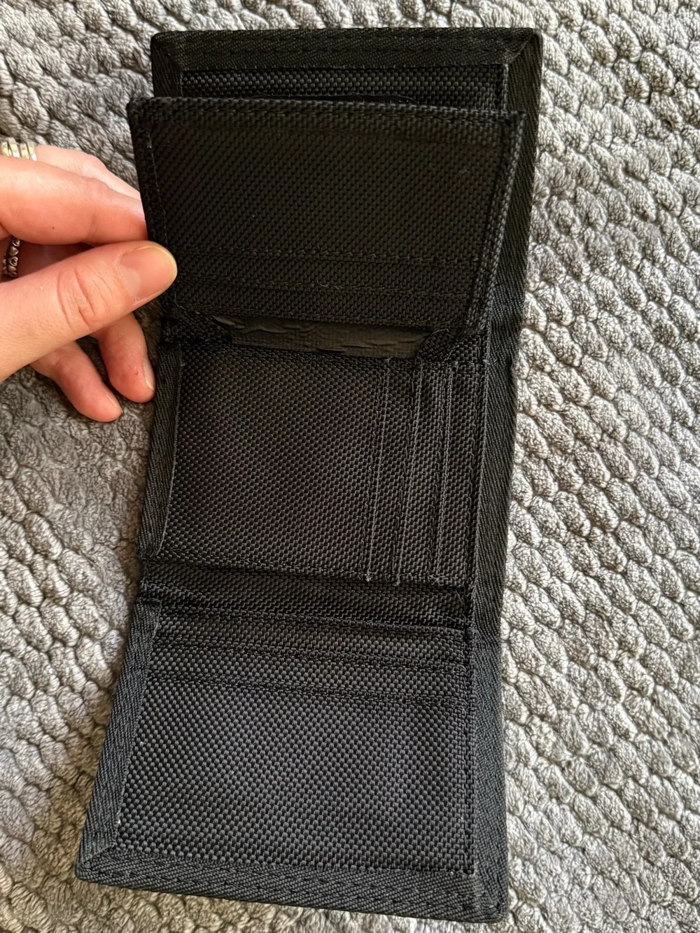 Reebok Black Nylon Tri-Fold Wallet